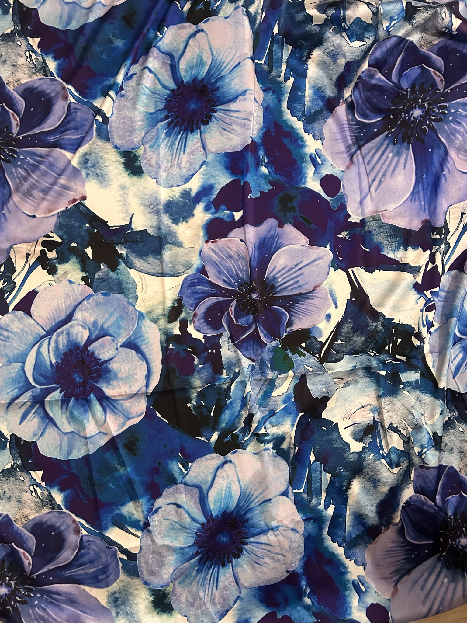 Saya satín flores azul